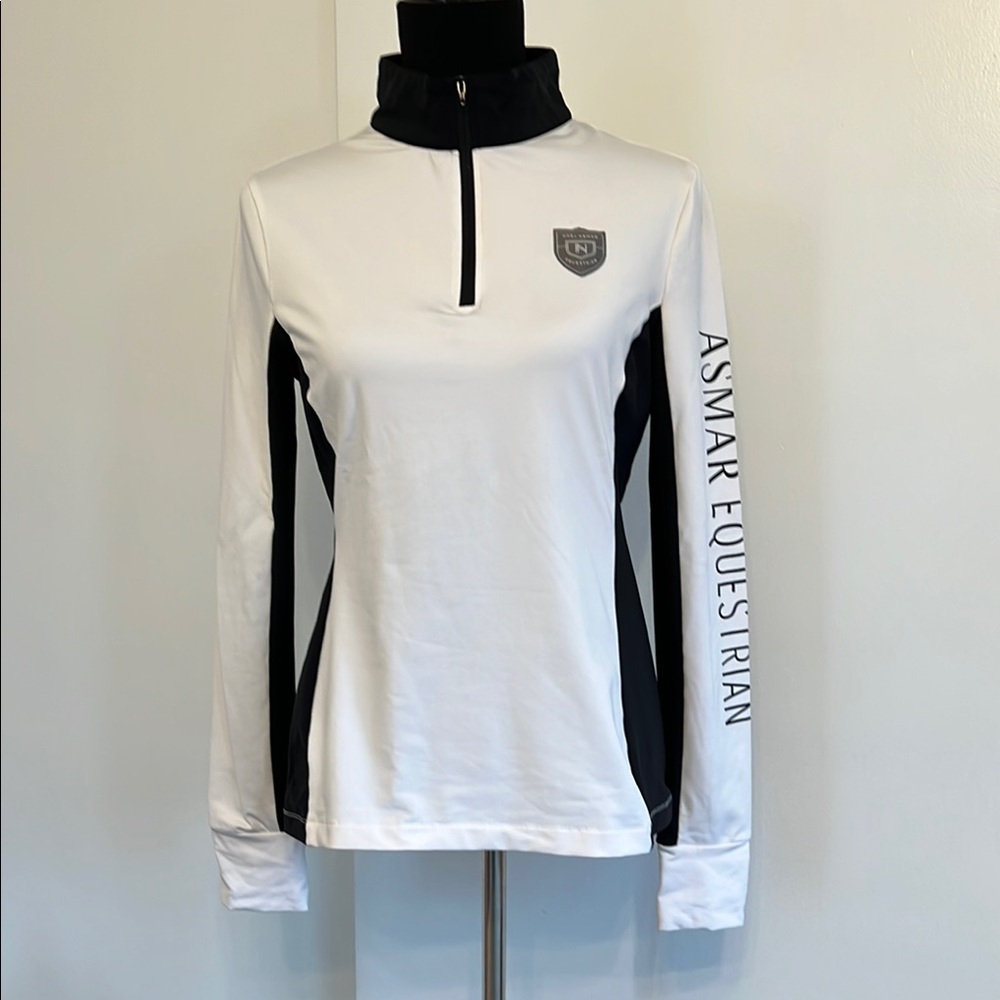 Women's White and Black Equestrian Top